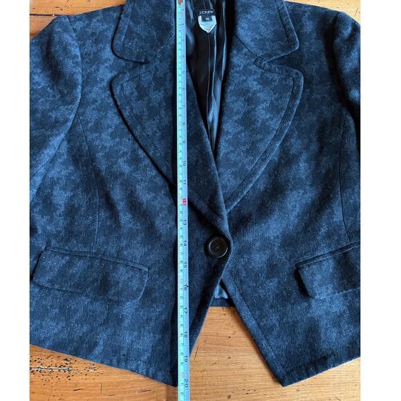 J. Crew Black and Gray Houndstooth Cropped Wool Blazer size 10 - Picture 9 of 10